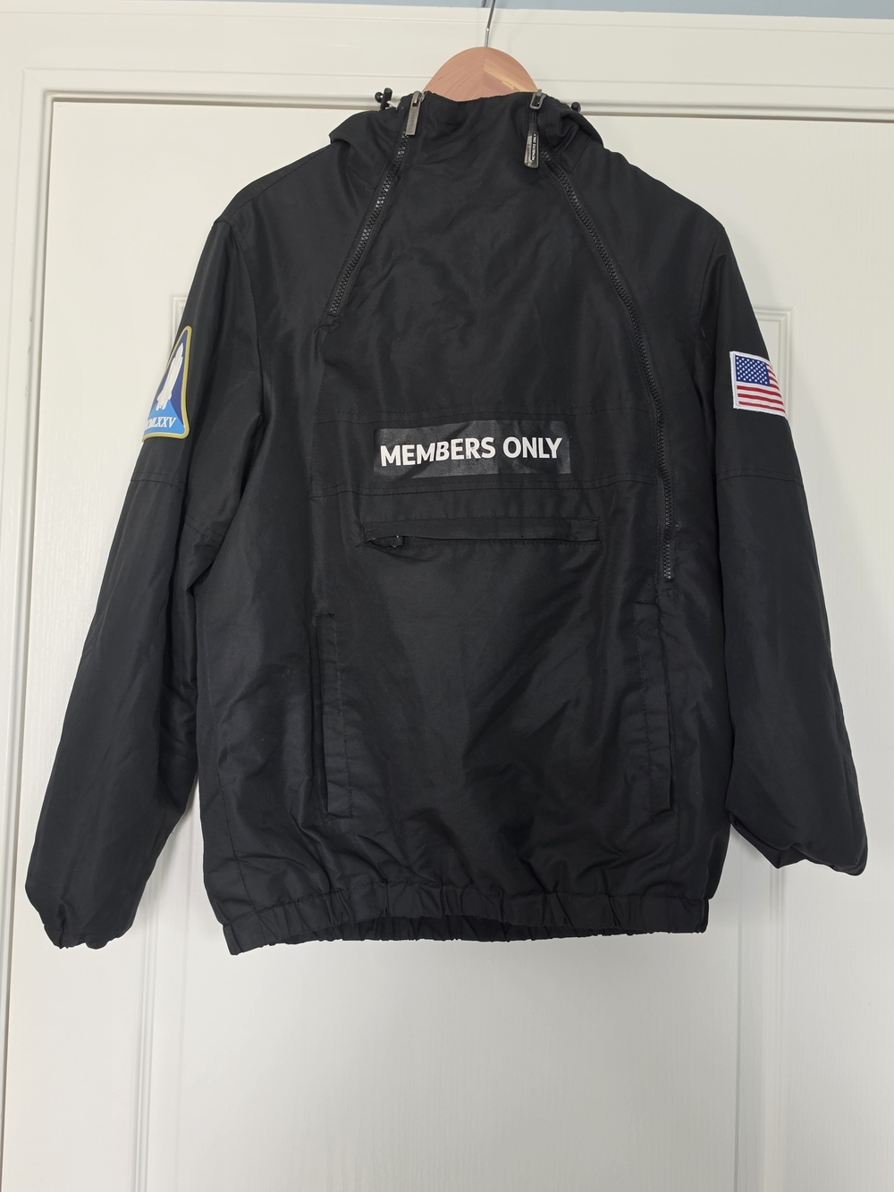 Members Only Black Hooded Anorak Jacket